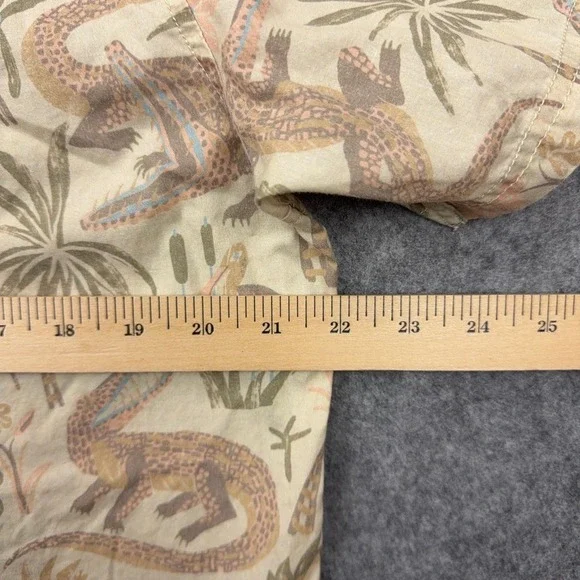 Howler Bros Shirt Mens Medium Tan Crocodile Tropical Short Sleeve Button Down - Picture 11 of 13